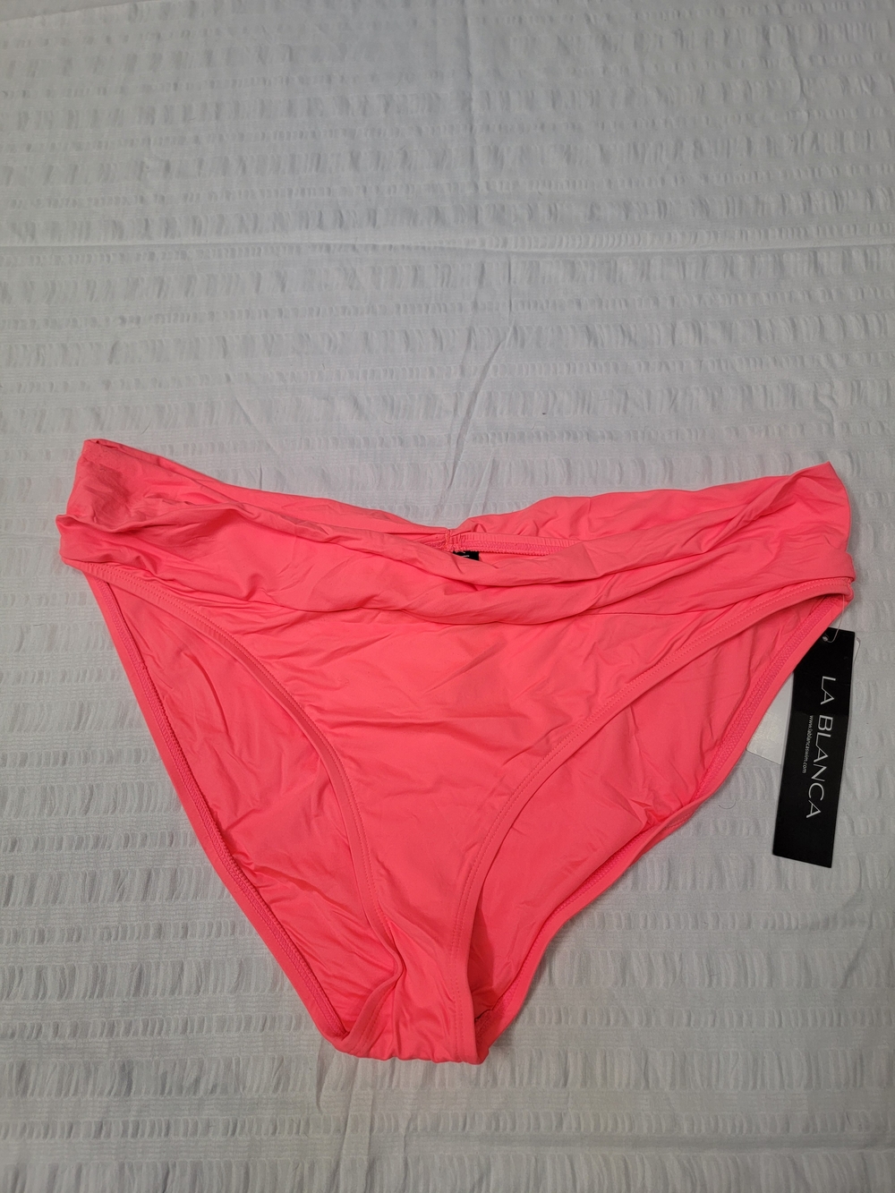 La Blanca Neon Coral Fold-Over Bikini Bottom Size 16
